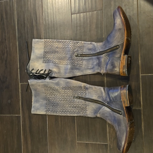 Bed Stu Cambridge Grey Distressed Leather Boots Sz 9.5 - Picture 3 of 10